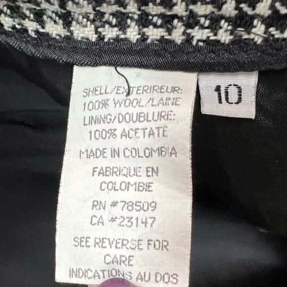 Talbots Vintage Pencil Skirt 10 Black Houndstooth Wool Academia Preppy Classic - Picture 11 of 13